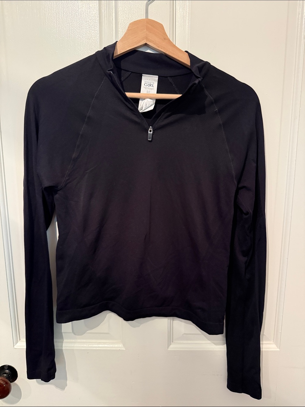 Athleta Black Long-Sleeve Quarter Zip Top